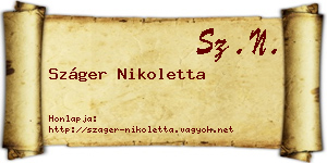 Száger Nikoletta névjegykártya