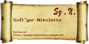 Száger Nikoletta névjegykártya