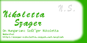 nikoletta szager business card